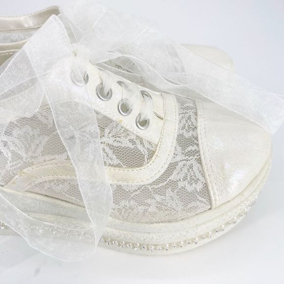 Stilo Personalized Platform Lace Bridal Shoes Sz 8 - Picture 3 of 7